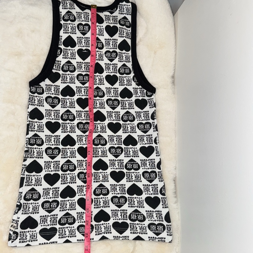 Harajuku Lovers by Gwen Stefani Ringer Tank Top Black & White Hearts S Small Y2K - Picture 15 of 15